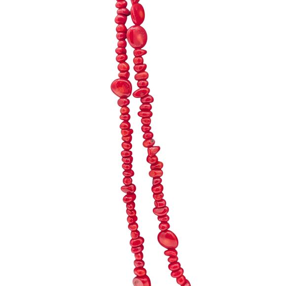 Vintage Long Red Coral Beaded 66" Over the Head Necklace 112.76g - Picture 2 of 8